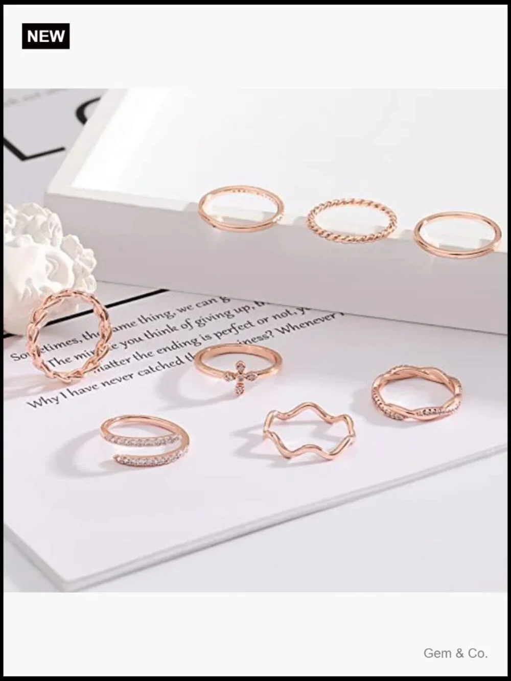 Stacking Rings Set for Women 14K Gold Plated Thin Knuckle Rings